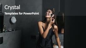  Presentation with skin care for men and women - PPT theme consisting of beautiful woman in bathroom take background and a  colored foreground