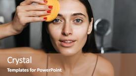  Presentation with skin care organic cosmetics - Cool new presentation theme with beautiful woman in bathroom take backdrop and a  colored foreground