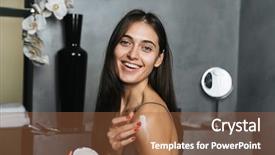  Presentation with beautiful skin - Slides with beautiful woman in bathroom take background and a  colored foreground