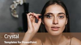  Presentation with skin care for men and women - Audience pleasing slides consisting of beautiful woman in bathroom take backdrop and a tawny brown colored foreground