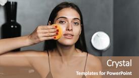  Presentation with beautiful skin - PPT layouts consisting of beautiful woman in bathroom take background and a coral colored foreground