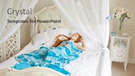  Presentation with bed - Presentation theme enhanced with beautiful-woman-in-bed background and a light gray colored foreground