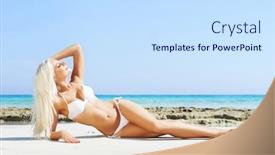  Presentation with sporty - Beautiful theme featuring beautiful-woman-in-bikini-young backdrop and a sky blue colored foreground