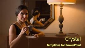  Presentation with 1920s - Presentation theme enhanced with beautiful-woman-in-black-beaded background and a tawny brown colored foreground