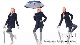  Presentation with black woman - Slide set featuring beautiful woman in black coat background and a white colored foreground