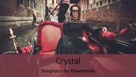  Presentation with carnaval - Cool new presentation with beautiful woman in black dress with carnaval mask riding on gondola backdrop and a tawny brown colored foreground