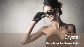  Presentation with black woman - Audience pleasing PPT theme consisting of beautiful woman in black backdrop and a violet colored foreground