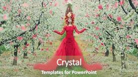  Presentation with garden - Slide set enhanced with beautiful woman in blooming garden background and a mint green colored foreground