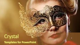  Presentation with hero mask woman - PPT theme with beautiful woman in carnival mask background and a red colored foreground