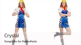  Presentation with dress ethics - Beautiful PPT layouts featuring beautiful woman in checkered dress backdrop and a white colored foreground