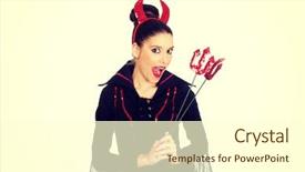  Presentation with carnival - Cool new PPT layouts with beautiful woman in devil carnival costume backdrop and a cream colored foreground