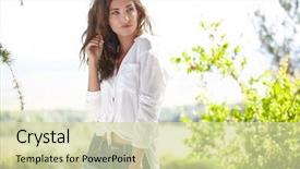  Presentation with garden - PPT theme having beautiful woman in garden background and a soft green colored foreground