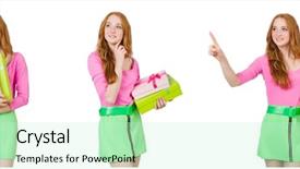  Presentation with beautiful skin and beach - Colorful slides enhanced with beautiful woman in green skirt backdrop and a soft green colored foreground