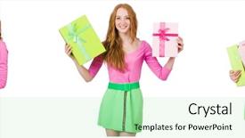  Presentation with beautiful skin and beach - Presentation theme having beautiful woman in green skirt background and a mint green colored foreground