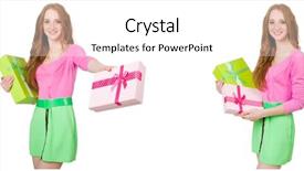  Presentation with beautiful skin and beach - Presentation theme having beautiful woman in green skirt background and a white colored foreground