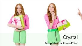 Presentation with beautiful skin and beach - Colorful slide deck enhanced with beautiful woman in green skirt backdrop and a mint green colored foreground