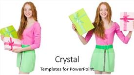  Presentation with beautiful skin and beach - Cool new slide set with beautiful woman in green skirt backdrop and a white colored foreground