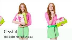  Presentation with beautiful green - Amazing PPT theme having beautiful woman in green skirt backdrop and a soft green colored foreground