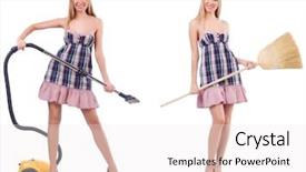  Presentation with modern medicine cardiology concept mixed - PPT layouts with beautiful woman in housecleaning concept background and a  colored foreground