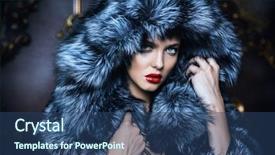  Presentation with luxury lifestyle - PPT theme featuring beautiful woman in luxurious fur background and a ocean colored foreground