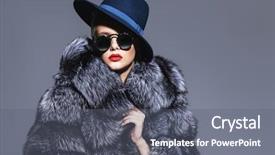  Presentation with luxury lifestyle - Presentation theme enhanced with beautiful woman in luxurious fur background and a gray colored foreground