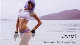  Presentation with black sea - Slides with beautiful woman in modern futuristic background and a sky blue colored foreground