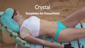  Presentation with futuristic - Colorful theme enhanced with beautiful woman in modern futuristic backdrop and a  colored foreground