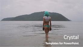  Presentation with black sea - Audience pleasing presentation theme consisting of beautiful woman in modern futuristic backdrop and a gray colored foreground