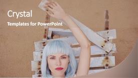  Presentation with sexy santa woman red - Presentation theme enhanced with beautiful woman in modern futuristic background and a coral colored foreground