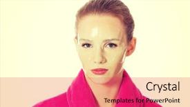  Presentation with facial - PPT theme having pink bathrobe and having background and a red colored foreground