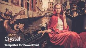  Presentation with red - Audience pleasing theme consisting of beautiful woman in red cloak backdrop and a dark gray colored foreground