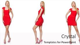  Presentation with red - Slides having beautiful woman in red dress background and a sky blue colored foreground