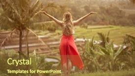  Presentation with rice terraces - Cool new theme with beautiful woman in red dress rice terraces backdrop and a tawny brown colored foreground