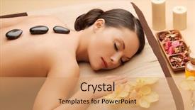  Presentation with spa salon - Slide set enhanced with beautiful woman in spa background and a coral colored foreground