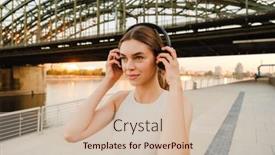  Presentation with sports wear - PPT theme with beautiful-woman-in-sports-wear background and a soft green colored foreground