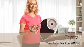  Presentation with sportswear - PPT theme with beautiful-woman-in-sportswear-holding background and a  colored foreground