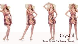  Presentation with summer - PPT layouts enhanced with beautiful woman in summer dress background and a lemonade colored foreground