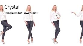  Presentation with trousers - Cool new PPT layouts with beautiful woman in trousers isolated backdrop and a  colored foreground