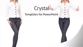  Presentation with trousers - Amazing PPT theme having beautiful woman in trousers isolated backdrop and a  colored foreground