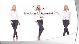  Presentation with trousers - Presentation theme enhanced with beautiful woman in trousers isolated background and a  colored foreground
