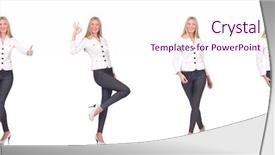  Presentation with trousers - Slide deck consisting of beautiful woman in trousers isolated background and a  colored foreground