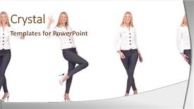  Presentation with trousers - Theme having beautiful woman in trousers isolated background and a cream colored foreground