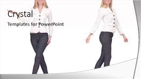  Presentation with trousers - Audience pleasing PPT theme consisting of beautiful woman in trousers isolated backdrop and a white colored foreground