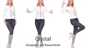  Presentation with trousers - Beautiful slide deck featuring beautiful woman in trousers isolated backdrop and a white colored foreground