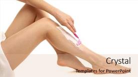  Presentation with shaving - Colorful slide set enhanced with beautiful woman is shaving her backdrop and a coral colored foreground