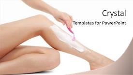  Presentation with shaving - Slide deck featuring beautiful woman is shaving her background and a  colored foreground
