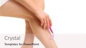  Presentation with shaving - Slide set consisting of beautiful woman is shaving her leg isolated on white background and a lemonade colored foreground