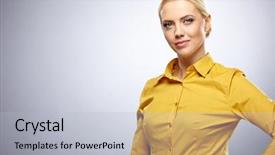  Presentation with grey - Amazing slide set having beautiful woman isolated on grey backdrop and a light gray colored foreground