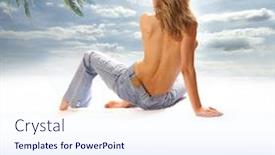  Presentation with white and black woman climbing ladders - Amazing presentation having beautiful-woman-isolated-on-white backdrop and a sky blue colored foreground