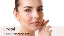  Presentation with beauty salon - Colorful slide set enhanced with beautiful woman isolated on white backdrop and a  colored foreground